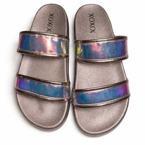 XOXO Iridescent Slide Sandals used‎